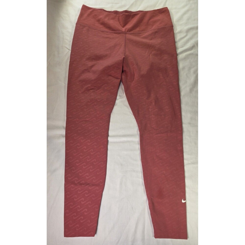 Nike Leggings Pants Womens Size Large Salmon Pink Dri-Fit Activewear Key Pocket